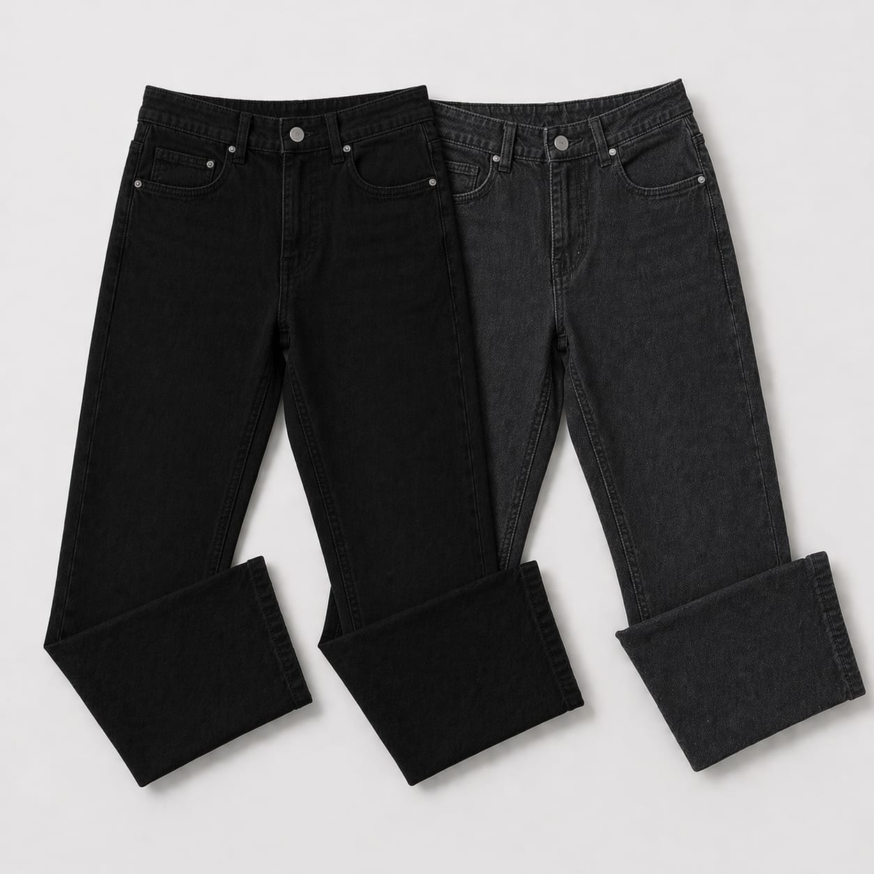 Pack of 2 Jet Black & Charcoal Black Jeans | Straight Fit Denim