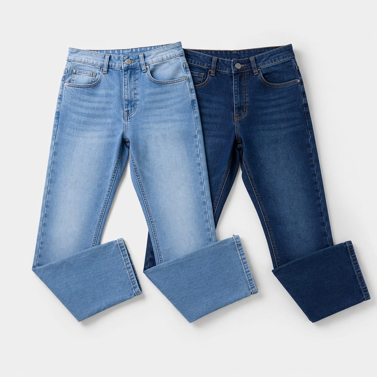 Pack of 2 Light Wash Blue & Dark Indigo Jeans | Straight Fit Denim